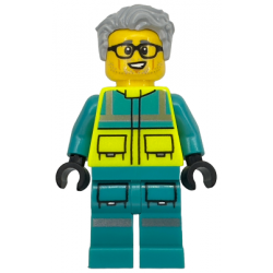Paramedic - Male, Dark Turquoise and Neon Yellow Safety Vest, Legs with Silver Reflective Stripes, Glasses, Light Bluish Gray Hair – ГРАДСКИ