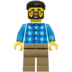 Dad - Blue and Dark Azure Plaid Shirt, Dark Tan Legs, Black Hair – ГРАДСКИ