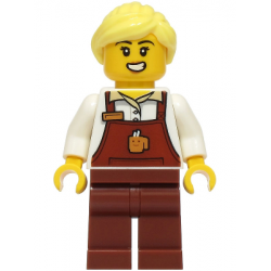 Barista - Female, Reddish Brown Apron with Cup and Name Tag, Reddish Brown Legs, Bright Light Yellow Ponytail – ГРАДСКИ
