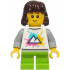 Child - Girl, White Shirt with Mountains Logo, Lime Short Legs, Dark Brown Hair – ГРАДСКИ