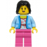 Passenger - Female, Bright Light Blue Jacket over White Shirt with Coral Flowers, Dark Pink Legs, Black Hair – ГРАДСКИ