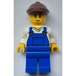 Farmer - Male, Blue Overalls over V-Neck Shirt, Blue Legs, Reddish Brown Flat Cap – ГРАДСКИ