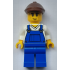 Farmer - Male, Blue Overalls over V-Neck Shirt, Blue Legs, Reddish Brown Flat Cap – ГРАДСКИ