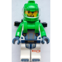 Astronaut - Male, White Spacesuit with Bright Green Arms, Bright Green Helmet, Trans-Clear Visor, Bright Green Harness with 2 Clips – ГРАДСКИ