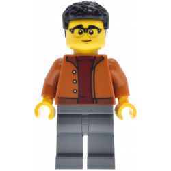 EV Supercar Driver - Male, Dark Orange Jacket, Dark Bluish Gray Legs, Black Coiled Hair – ГРАДСКИ