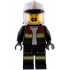 Fire - Male, Black Open Jacket and Legs with Reflective Stripes and Red Collar, White Fire Helmet, Trans-Clear Visor, Reddish Brown Moustache – ГРАДСКИ
