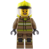 Fire - Female, Dark Tan Jacket and Legs with Reflective Stripes, Neon Yellow Fire Helmet, Trans-Clear Visor, Open Mouth Smile – ГРАДСКИ