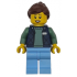 Delivery Worker - Female, Dark Blue Bodywarmer over Sand Green Sweater, Bright Light Blue Legs, Reddish Brown Hair, Hearing Aid – ГРАДСКИ