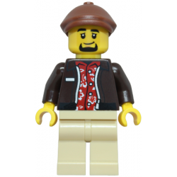 Taxi Driver - Male, Dark Brown Jacket over Red Hawaiian Shirt, Tan Legs, Reddish Brown Flat Cap – ГРАДСКИ
