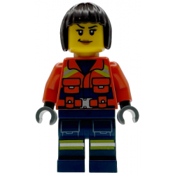 Coast Guard City - Female, Reddish Orange Jacket with Pockets and Reflective Stripes, Dark Blue Legs with Pockets and Reflective Stripes, Dark Brown Bob Cut Hair – ГРАДСКИ