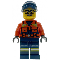 Coast Guard City - Male, Reddish Orange Jacket with Pockets and Reflective Stripes, Dark Blue Legs with Pockets and Reflective Stripes, Dark Blue Cap, Glasses and Moustache – ГРАДСКИ