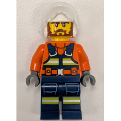 Coast Guard City Helicopter Pilot - Male, Reddish Orange Jacket with Dark Blue Safety Vest, Dark Blue Legs with Pockets and Reflective Stripes, White Flight Helmet – ГРАДСКИ