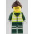 Recycling Worker - Female, Lime Safety Jacket with Reflective Stripes, Dark Green Legs with Reflective Stripes, Dark Brown Ponytail and Swept Sideways Fringe – ГРАДСКИ