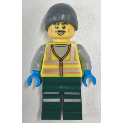Snowplow Driver - Male, Neon Yellow Safety Vest with Reflective Stripes, Dark Green Legs with Reflective Stripes, Gray Beanie – ГРАДСКИ