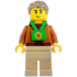 Plane Passenger - Male, Dark Orange Jacket, Tan Legs, Bright Green Sunflower Lanyard, Dark Tan Hair – ГРАДСКИ
