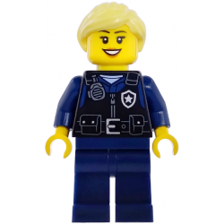 Airport Security Guard - Female, Black Safety Vest with Silver Star Bad Logo, Dark Blue Legs, Bright Light Yellow Hair Ponytail – ГРАДСКИ