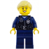 Airport Security Guard - Female, Black Safety Vest with Silver Star Bad Logo, Dark Blue Legs, Bright Light Yellow Hair Ponytail – ГРАДСКИ