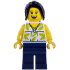Plane Passenger - Female, White Sleeveless Top with Lime Palm Leaves, Dark Blue Legs, Black Hair Ponytail – ГРАДСКИ