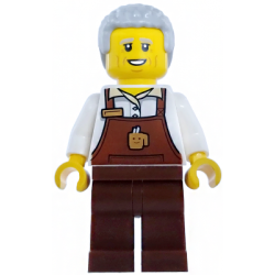 Barista - Male, Reddish Brown Apron with Cup and Name Tag, Reddish Brown Legs, Light Bluish Gray Hair Coiled – ГРАДСКИ