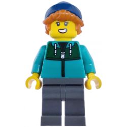 Plane Passenger - Female, Dark Turquoise Jacket with Dark Green Panel, Dark Bluish Gray Legs, Dark Blue Beanie – ГРАДСКИ