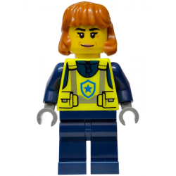 Police - City Officer Female, Neon Yellow Safety Vest, Dark Blue Legs, Dark Orange Mid Length Hair,  – ГРАДСКИ