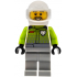Race Car Driver - Male, Lime Racing Suit with Leopard Logo, Light Bluish Gray Legs, White Helmet, Tr – ГРАДСКИ