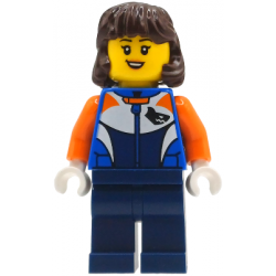 Bike Racer - Female, Racing Suit with Shark Head Logo, Dark Blue Legs, Dark Brown Hair Mid-Length – ГРАДСКИ