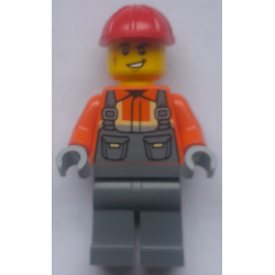 Construction Worker - Male, Dark Bluish Gray Overalls over Reddish Orange Safety Jacket with Reflect – ГРАДСКИ