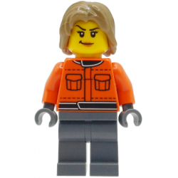 Formula 1 Pit Crew Member - Female, Reddish Orange Racing Suit with Pockets, Dark Bluish Gray Legs,  – ГРАДСКИ