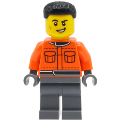 Formula 1 Pit Crew Member - Male, Reddish Orange Racing Suit with Pockets, Dark Bluish Gray Legs, Bl – ГРАДСКИ