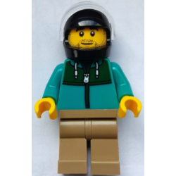 Stunt Driver - Male, Dark Turquoise Jacket with Dark Green Panel, Dark Tan Legs, Black Helmet, Trans – ГРАДСКИ