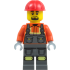 Construction Worker - Male, Dark Bluish Gray Overalls over Reddish Orange Safety Jacket with Reflective Stripes, Dark Bluish Gray Legs with Knee Pads, Red Construction Helmet, Goatee – ГРАДСКИ