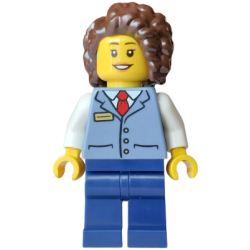 Streetcar Driver - Female, Sand Blue Vest over White Shirt, Dark Blue Legs, Dark Brown Hair – ГРАДСКИ