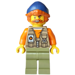 Fisherman - Dark Tan Vest over Orange Shirt, Olive Green Legs, Dark Blue Beanie, Dark Orange Hair – ГРАДСКИ