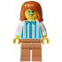 Ice Cream Vendor - Female, White Shirt with Dark Turquoise Stripes, Medium Nougat Legs, Dark Orange Hair, Green Glasses – ГРАДСКИ