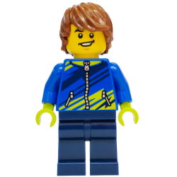 Mountain Bike Cyclist - Male, Blue Jacket with Dark Blue and Lime Diagonal Stripes, Dark Blue Legs, Reddish Brown Hair – ГРАДСКИ
