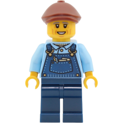 Train Driver - Male, Bright Light Blue Shirt, Dark Blue Overalls and Legs, Reddish Brown Flat Cap – ГРАДСКИ