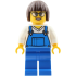Truck Driver - Female, Blue Overalls over V-Neck Shirt, Blue Legs, Dark Brown Bob Cut Hair, Glasses – ГРАДСКИ