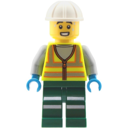 Train Worker - Male, Neon Yellow Safety Vest with Reflective Stripes, Dark Green Legs with Reflectiv – ГРАДСКИ