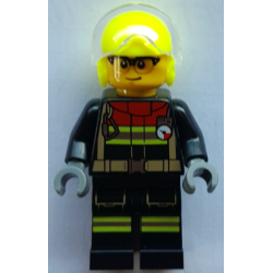 Fire - Male, Black Jacket and Legs with Reflective Stripes and Red Collar, Neon Yellow Flight Helmet – ГРАДСКИ