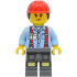 Construction Worker - Female, Bright Light Blue Shirt with Red Suspenders, Dark Bluish Gray Legs wit – ГРАДСКИ