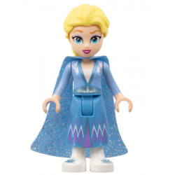 Elsa - Glitter Cape with Two Tails, Medium Blue Skirt with White Shoes, Small Open Mouth Smile – ДИСНИ