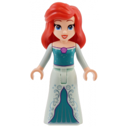 Ariel, Human (Light Nougat) - Light Aqua Dress with Stars, Medium Lavender Shell, Dark Purple Trim, Red Hair with Left Side Part and High Bangs – ДИСНИ