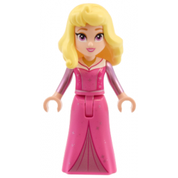 Aurora - Dark Pink Dress, Metallic Pink Sleeves, Gold Necklace, Bright Light Yellow Hair – ДИСНИ