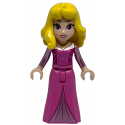 Aurora - Dark Pink Dress, Metallic Pink Sleeves, Gold Necklace, Yellow Hair – ДИСНИ