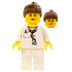 Doctor - Lab Coat Stethoscope and Thermometer, White Legs, Reddish Brown Female Ponytail Hair, Dual Sided Head – ГРАДСКИ