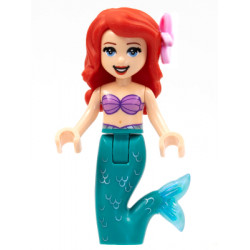 Ariel, Mermaid (Light Nougat) - Medium Lavender Shell Bra Top, Dark Turquoise Tail, Medium Blue Eyes, Bright Pink Flower – ДИСНИ