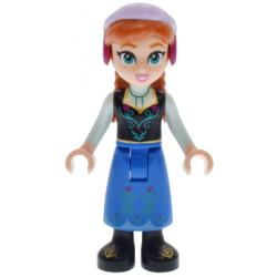 Anna - Blue Skirt, Black Boots and Black Top, Light Aqua Sleeves, Narrow Smile – ДИСНИ