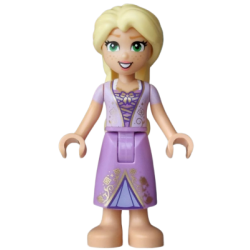 Rapunzel (Medium Tan) - Mini Doll, Lavender Top, Medium Lavender Dress, Bright Pink Flower, Gold Bow – ДИСНИ