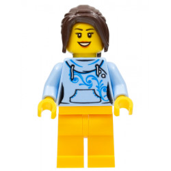 Female with Long Dark Brown Hair, Bright Light Blue Hoodie, and Bright Light Orange Legs – ОБУЧИТЕЛНИ